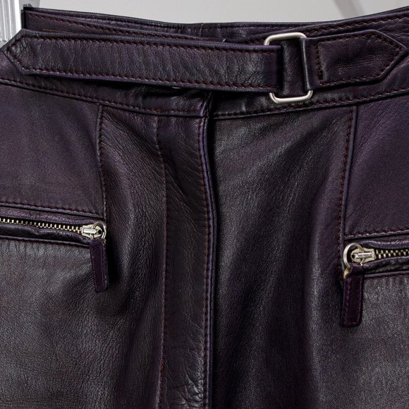 90s Gucci Aubergine Leather Pants - Picture 4 of 12